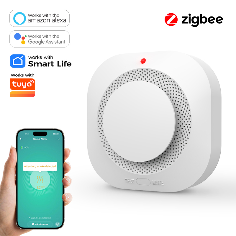 Smoke Detector Interconnected - เครื่องตรวจจับควันแบบ ZIGBEE สำหรับความปลอดภัยในบ้าน - เซ็นเซอร์ตรวจจับควันและสัญญาณเตือนไฟไหม้ขั้นสูง ใช้งานร่วมกับ