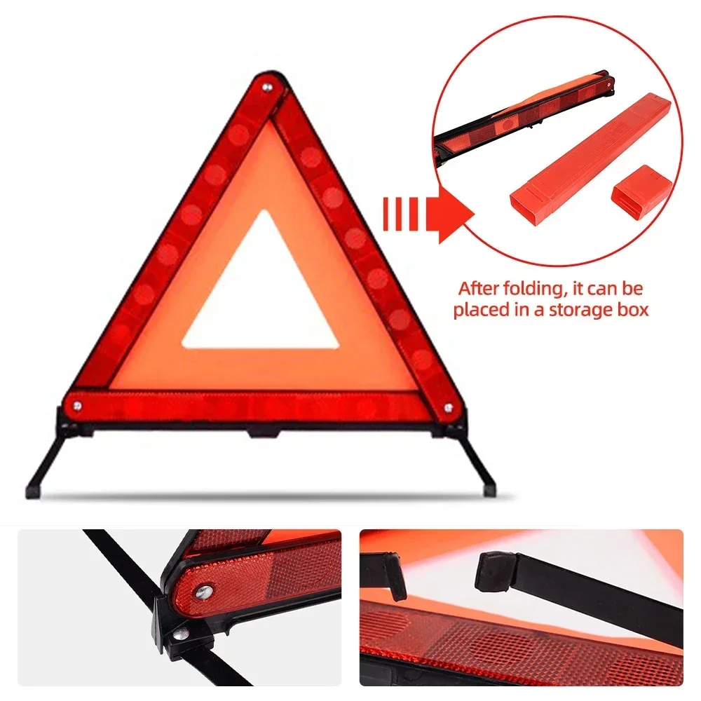Emergency Exit Sign - ป้ายเตือนฉุกเฉินสำหรับรถยนต์ รูปสามเหลี่ยมสีแดง สะท้อนแสงเพื่อความปลอดภัยบนท้องถนน แบบพกพา พับได้