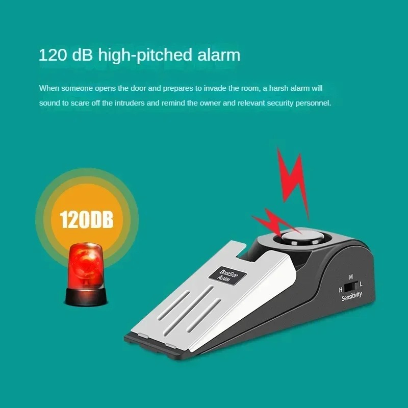 Door Stop Alarm - อุปกรณ์เตือนภัยแบบพกพาสำหรับประตู ปลั๊กกันขโมยสำหรับโรงแรม ตัวเตือนความปลอดภัยเมื่อประตูเปิด สำหรับบ้านและการเดินทาง