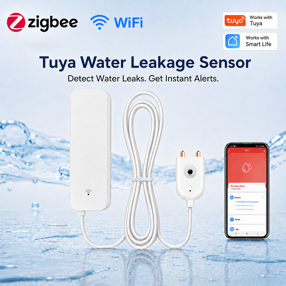 Water Alarm Sensor - เซ็นเซอร์ตรวจจับน้ำรั่วซึม ZigBee WiFi พร้อมระบบแจ้งเตือนน้ำท่วม ควบคุมผ่านแอป Tuya