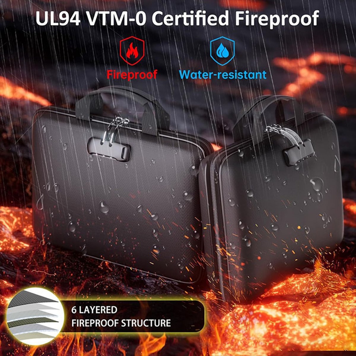 Fire Safe Document - กล่องเก็บเอกสารกันไฟพร้อมกุญแจและแฟ้มเอกสาร กระเป๋าเก็บเอกสารกันไฟแบบแข็งสำหรับเอกสารและของมีค่า